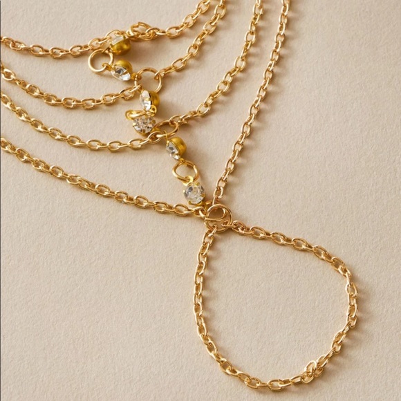 • Jade • Rhinestone Finger Chain Bracelet - Picture 3 of 4